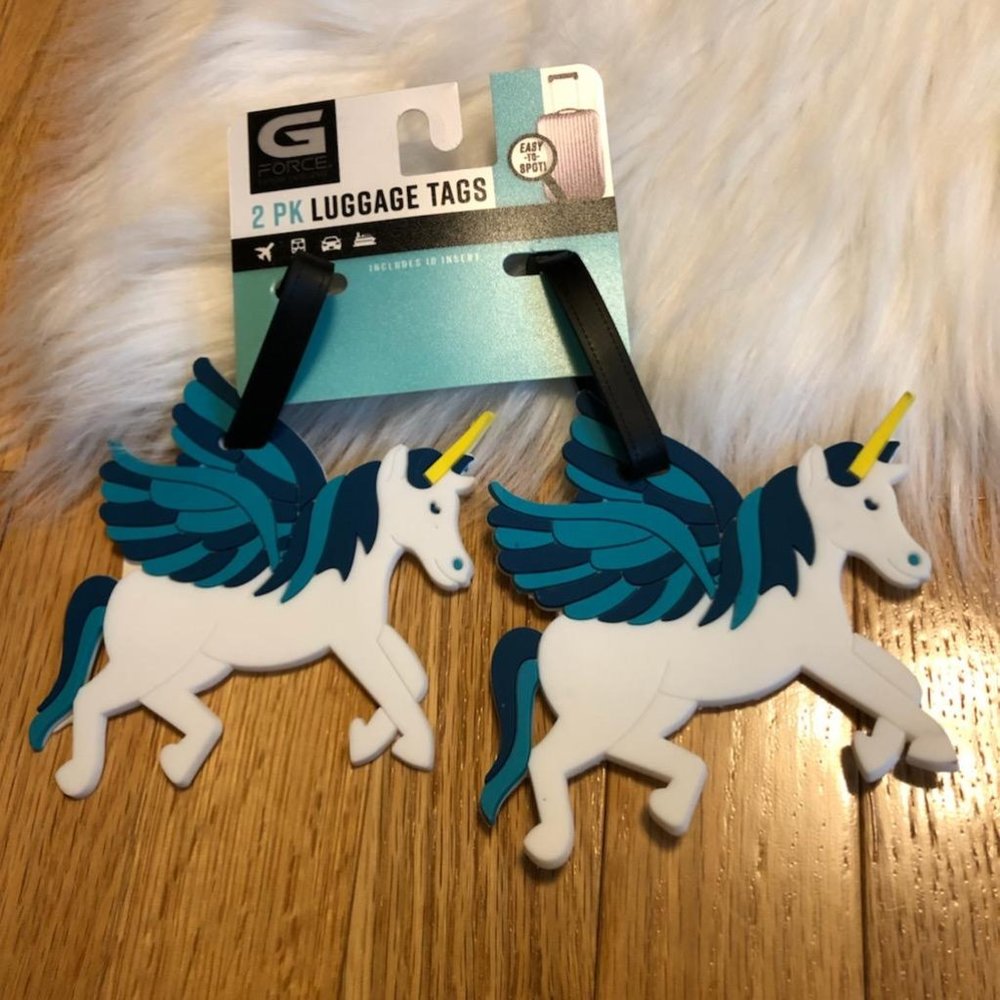 G Force 2 Pack Blue Unicorn Luggage Tags